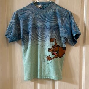 Vintage Scooby-Doo Kids T-Shirt Wrap Around Design Tie Dye Acid Wash SOFT
